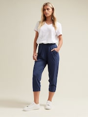 M&Co Blue Elasticated Waist Cropped Hareem Trousers - Image 3 of 5