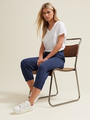 M&Co Blue Elasticated Waist Cropped Hareem Trousers - Image 5 of 5