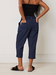 M&Co Blue Cool Cotton Poplin Cropped Trousers - Image 3 of 4