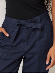 M&Co Blue Cool Cotton Poplin Cropped Trousers - Image 4 of 4