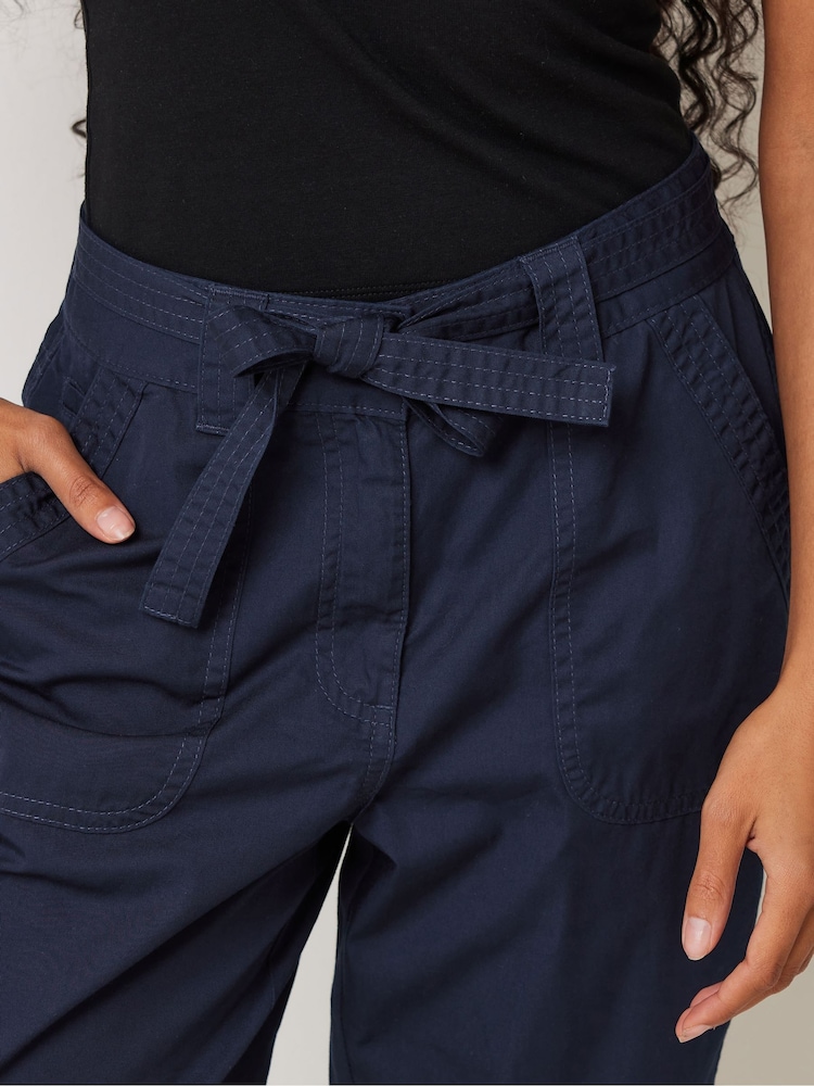 M&Co Blue Cool Cotton Poplin Cropped Trousers - Image 4 of 4