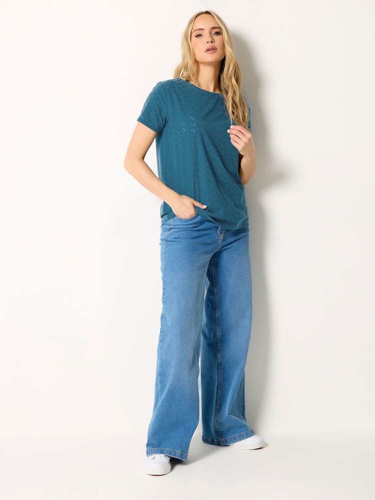 Long Tall Sally Blue Embroidered Front T-Shirt - Image 2 of 5