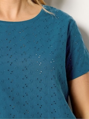 Long Tall Sally Blue Embroidered Front T-Shirt - Image 4 of 5