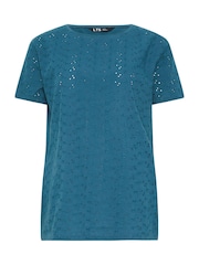 Long Tall Sally Blue Embroidered Front T-Shirt - Image 5 of 5