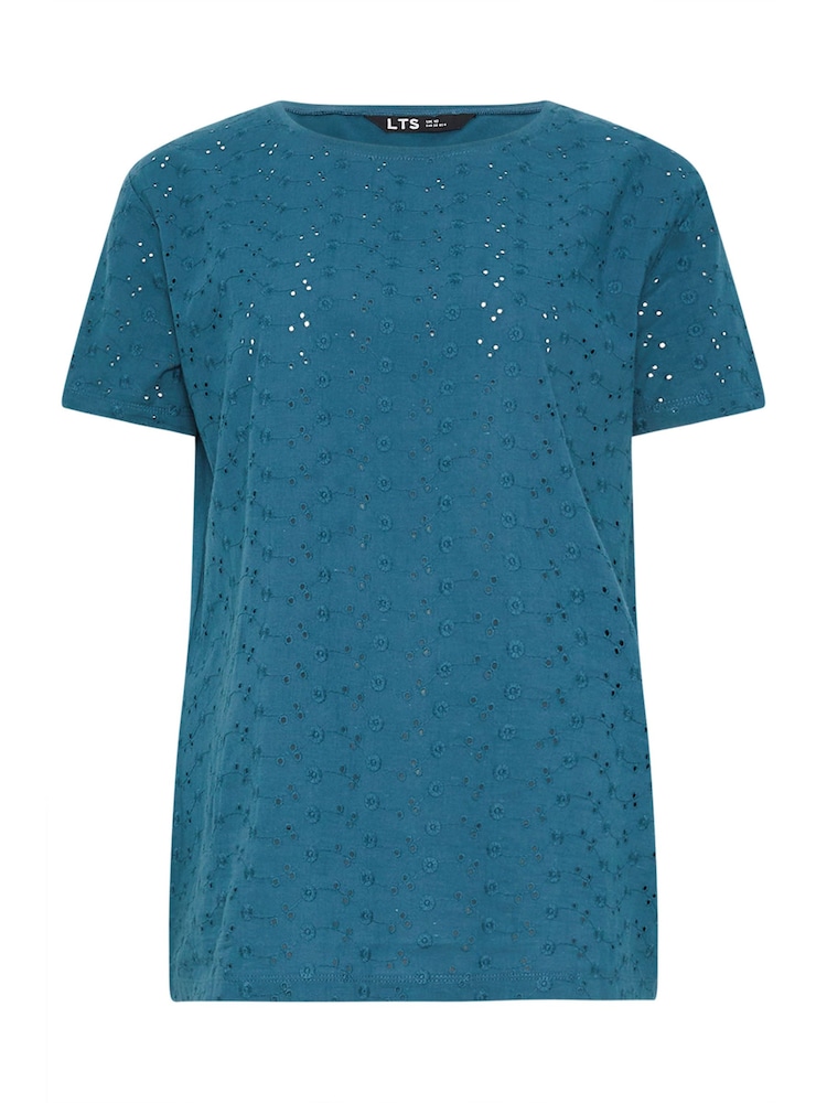 Long Tall Sally Blue Embroidered Front T-Shirt - Image 5 of 5