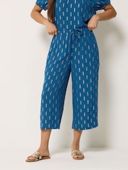 M&Co Blue Petite Foil Cropped Trousers - Image 1 of 5