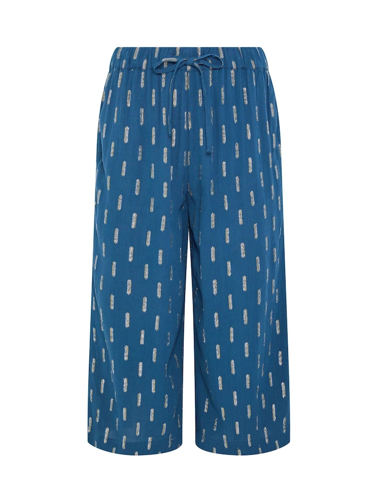 M&Co Blue Petite Foil Cropped Trousers - Image 5 of 5