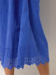 M&Co Blue Petite Sleeveless 2 In 1 Broderie Dress - Image 4 of 5