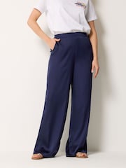 Long Tall Sally Blue Satin Wide Leg Trousers - Image 2 of 5