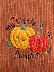 JoJo Maman Bébé Orange Pumpkin 2-Piece Dungaree & Bodysuit Set - Image 7 of 7