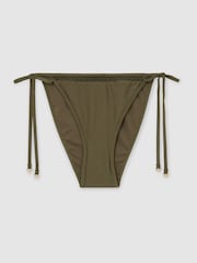 Reiss Khaki Green Hennel Shimmer Side-Tie Bikini Bottoms - Image 2 of 7