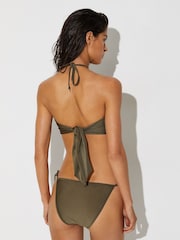 Reiss Khaki Green Hennel Shimmer Side-Tie Bikini Bottoms - Image 6 of 7