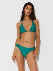 Reiss Teal Blue Matilda Shimmer Pleat-Detail Triangle Bikini Top - Image 4 of 7