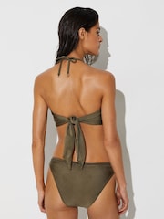 Reiss Khaki Green Janina Shimmer Fixed-Side Bikini Bottoms - Image 6 of 7
