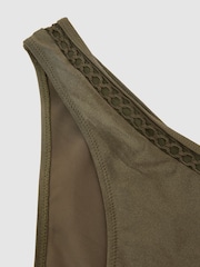 Reiss Khaki Green Janina Shimmer Fixed-Side Bikini Bottoms - Image 7 of 7