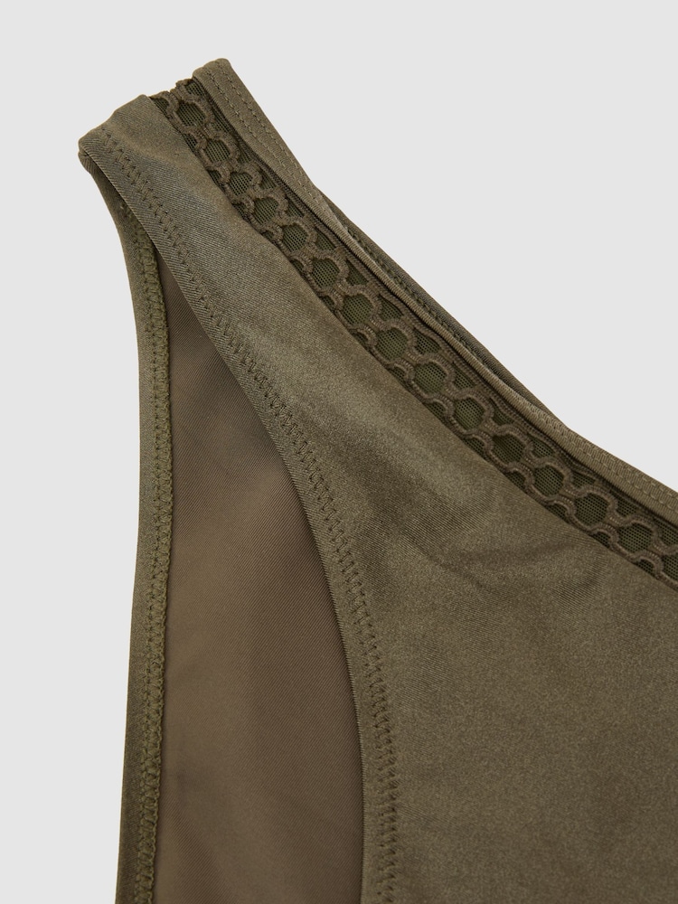 Reiss Khaki Green Janina Shimmer Fixed-Side Bikini Bottoms - Image 7 of 7 Reiss Khaki Green Janina Shimmer Fixed-Side Bikini Bottoms - Image 7 of 7