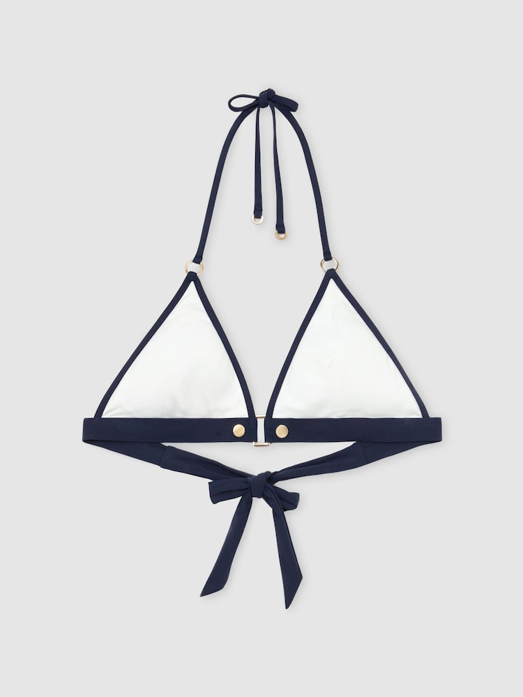 Reiss Saskia Contrast Halterneck Triangle Bikini Top - Imagen 2 de 6