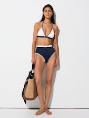 Reiss Saskia Contrast Halterneck Triangle Bikini Top - Imagen 3 de 6
