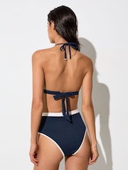 Reiss Saskia Contrast Halterneck Triangle Bikini Top - Imagen 5 de 6