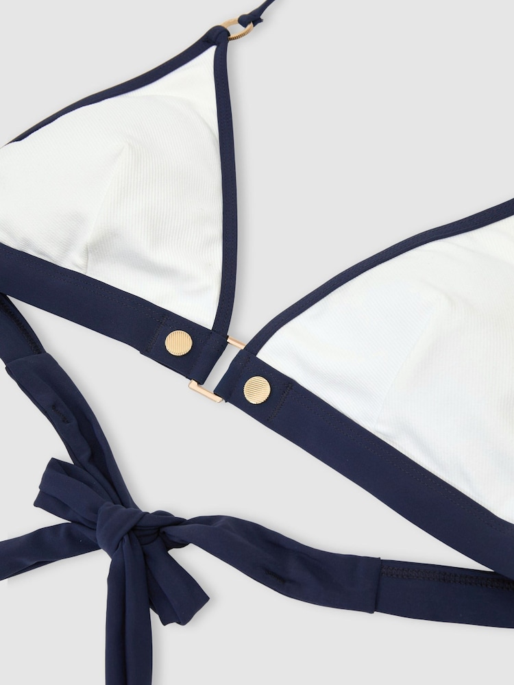 Reiss Saskia Contrast Halterneck Triangle Bikini Top - Imagen 6 de 6
