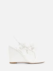 Simmi London White Franny Flower Detail Wedge Heeled Sandals - Image 2 of 4