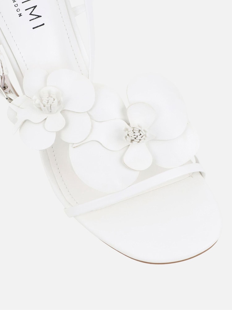 Simmi London White Franny Flower Detail Wedge Heeled Sandals - Image 4 of 4
