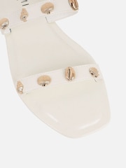 Simmi London White Chiara Shell Detail Slip On Flat Sandals - Image 4 of 4