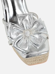 Simmi London Silver Megan Flower Detail Wedge Heeled Sandals - Image 4 of 4