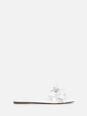 Simmi London White Gilly Flower Detail Slip-On Flat Sandals - Image 2 of 4