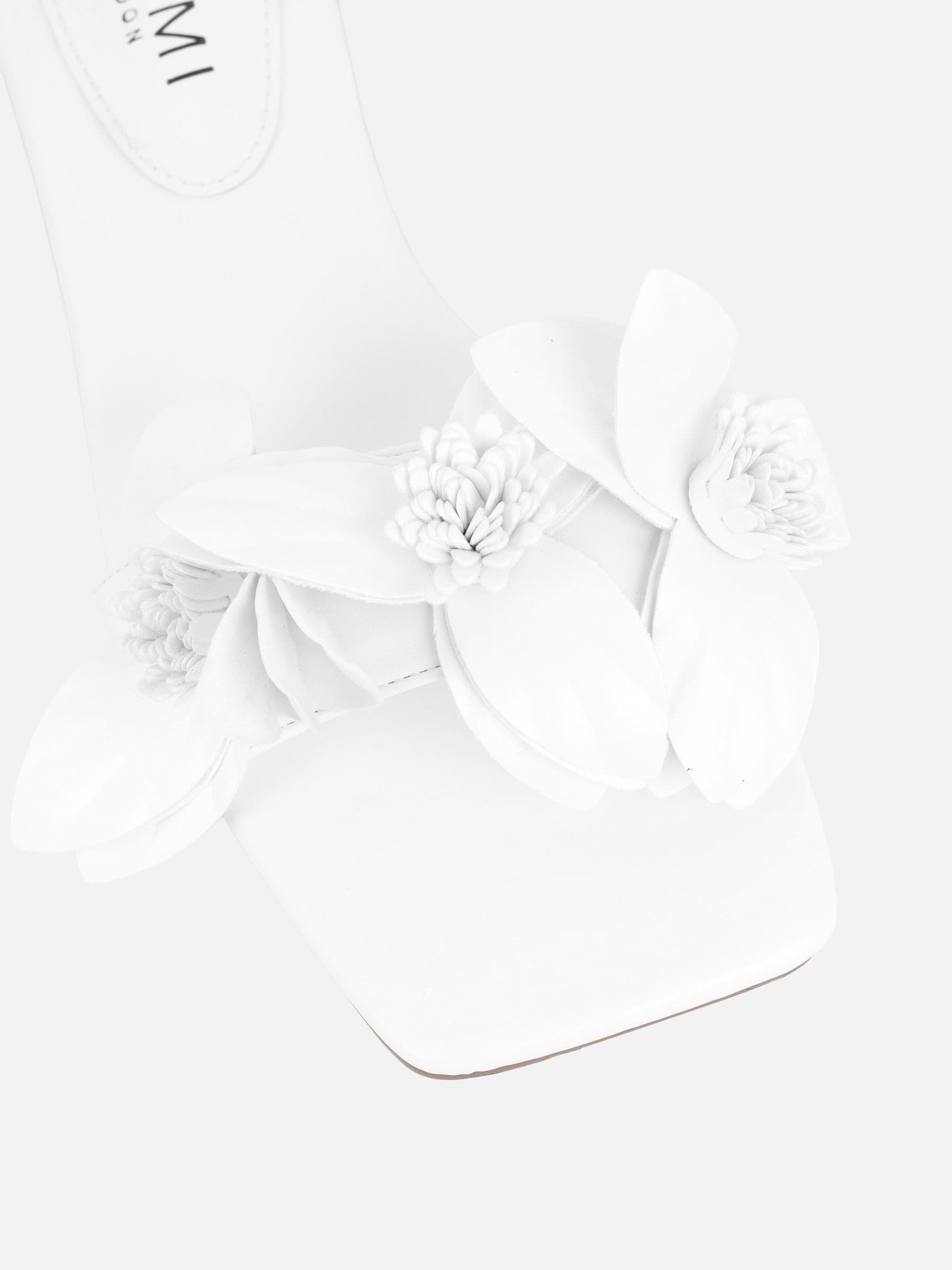 Buy Simmi London White Gilly Flower Detail Slip-On Flat Sandals