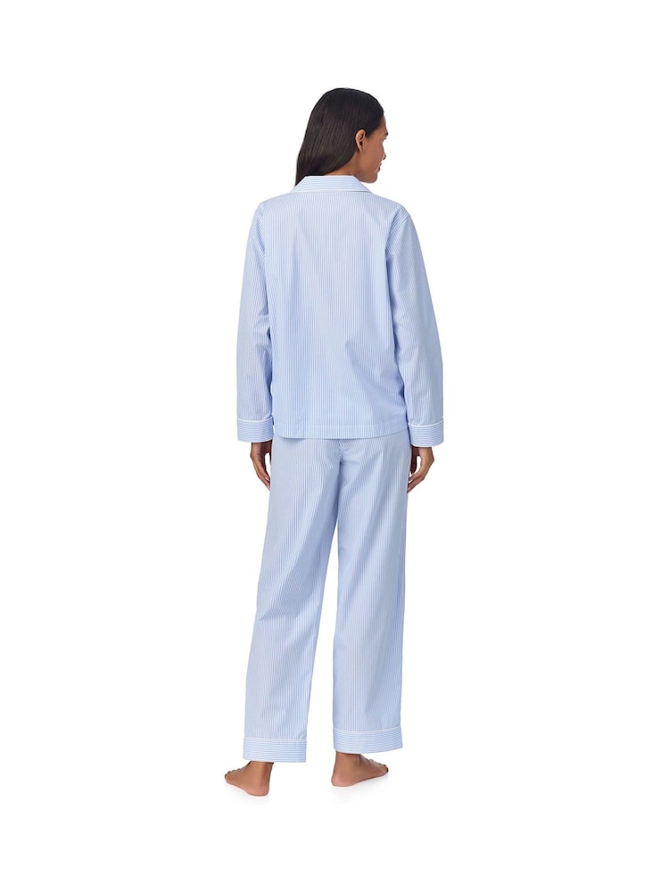 Lauren Ralph Lauren Blue Core Woven Long Sleeve Notch Collar Long Pant Pyjamas Set - Image 2 of 3 Lauren Ralph Lauren Blue Core Woven Long Sleeve Notch Collar Long Pant Pyjamas Set - Image 2 of 3