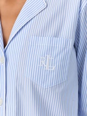 Lauren Ralph Lauren Blue Core Woven Long Sleeve Notch Collar Long Pant Pyjamas Set - Image 3 of 3