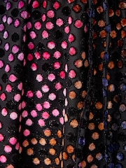 Love & Roses Velvet Spot Flocked Long Sleeve Mini Dress - Image 5 de 5