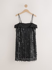Black Fold Over Sequin Mini Dress - Image 1 of 3