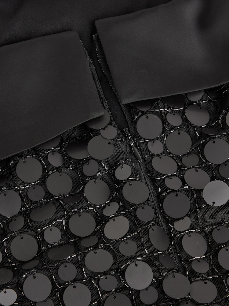 Black Fold Over Sequin Mini Dress - Image 3 of 3