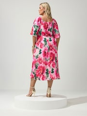 Yours Curve Natural London Floral V-Neck Dress - Image 3 of 5