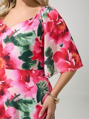 Yours Curve Natural London Floral V-Neck Dress - Image 4 of 5