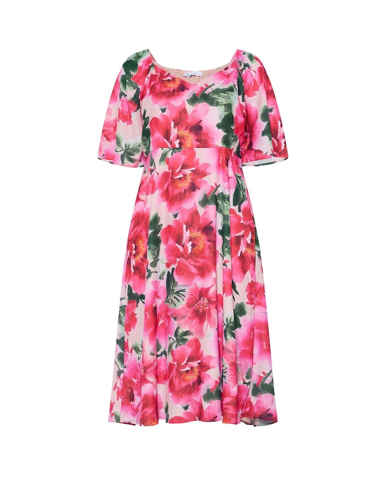 Yours Curve Natural London Floral V-Neck Dress - Image 5 of 5 Yours Curve Natural London Floral V-Neck Dress - Image 5 of 5