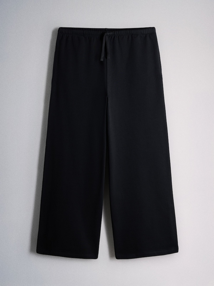 The Set Premium Heavyweight Cotton Straight Leg Joggers Black - Image 1 of 3