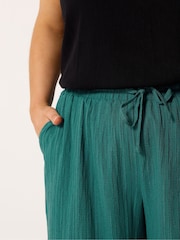 Yours Curve Green Textured Woven Cropped Trousers - Image 4 of 5