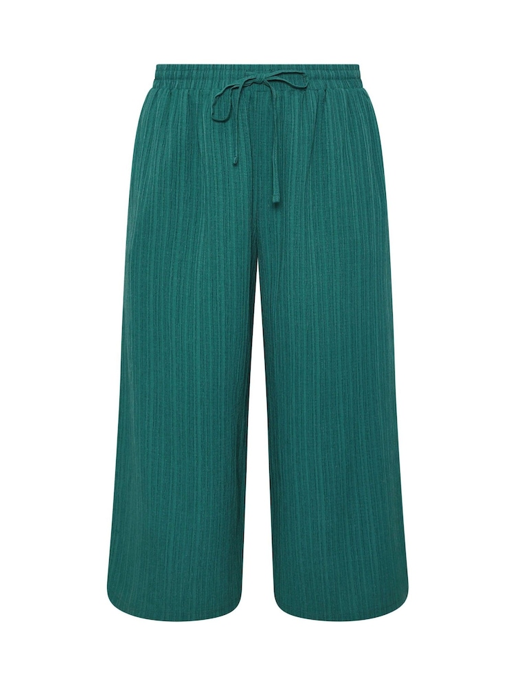 Yours Curve Green Textured Woven Cropped Trousers - Image 5 of 5