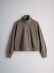 The Set Half Zip Funnel Neck Sweater Neutral Taupe - Image 1 of 3