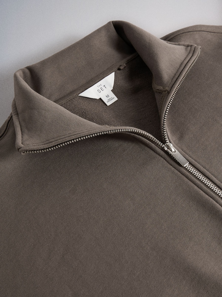The Set Half Zip Funnel Neck Sweater Neutral Taupe - Image 3 of 3