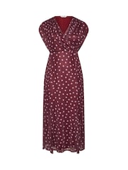 Yours Curve Purple London Mesh Godet Wrap Dress - Image 6 of 6
