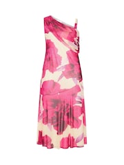 Yours Curve White London Floral Mesh Drape Shoulder Dress - Image 5 of 5
