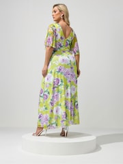 Yours Curve Green London Angel Sleeve Mesh Maxi Dress - Image 4 of 5