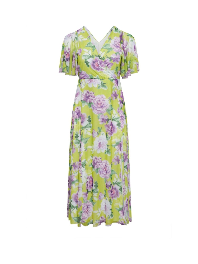 Yours Curve Green London Angel Sleeve Mesh Maxi Dress - Image 5 of 5
