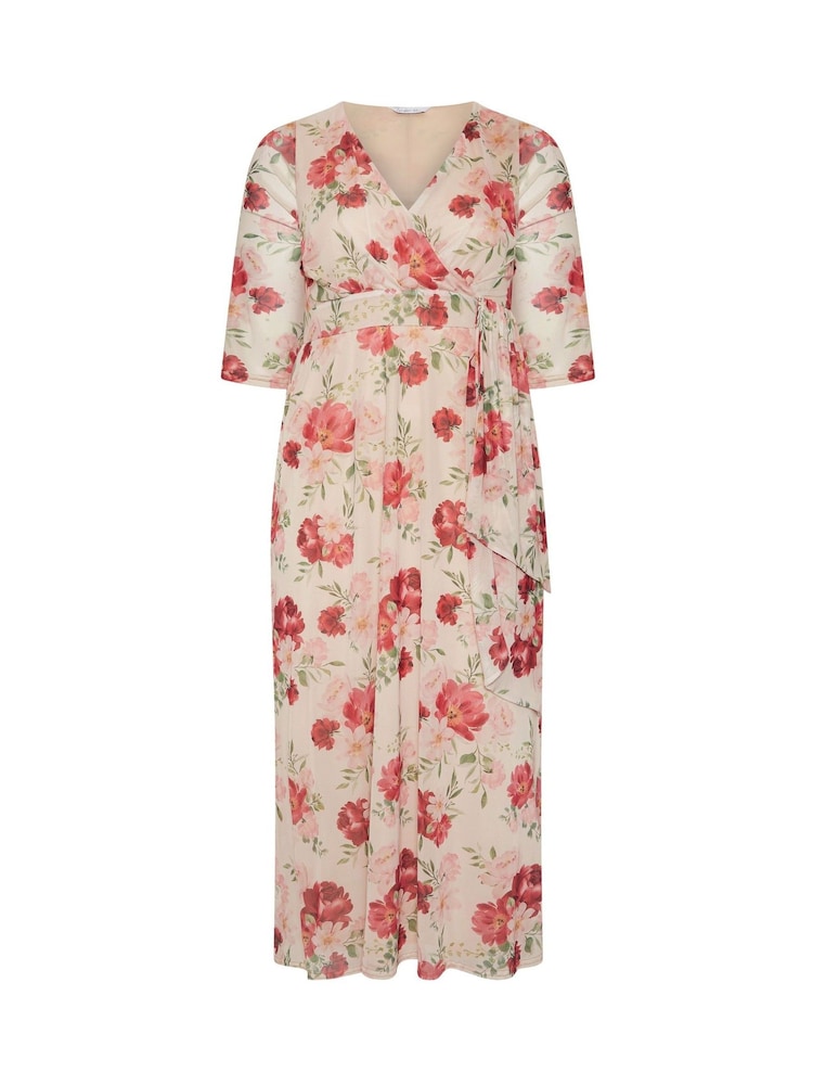 Yours Curve Cream London Mesh Wrap Dress - Image 5 of 5 Yours Curve Cream London Mesh Wrap Dress - Image 5 of 5