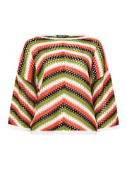 Yours Curve Black Limited Zig Zag Crochet Co-ord  Top - Image 5 of 5