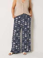 Yours Curve Shell Print Wide Leg Trousers - Imagen 1 de 5